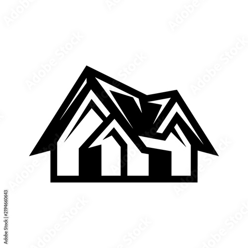 Stylized minimal house symbol vector graphic icon design