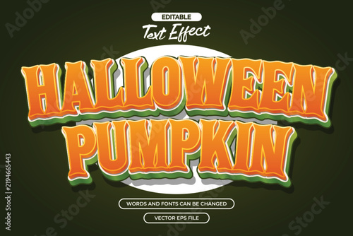 3d Halloween pumpkin editable text effect with green background
