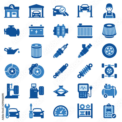 Car Repair Service and Maintenance Vector Icon Set