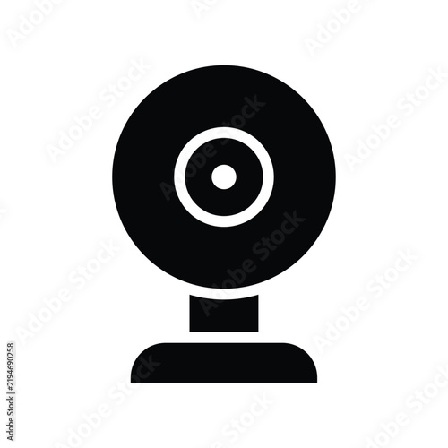 Simple Black Webcam Icon for Digital Communication and Technology Use