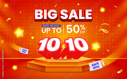 10.10 Big sale banner discount promotion template design
