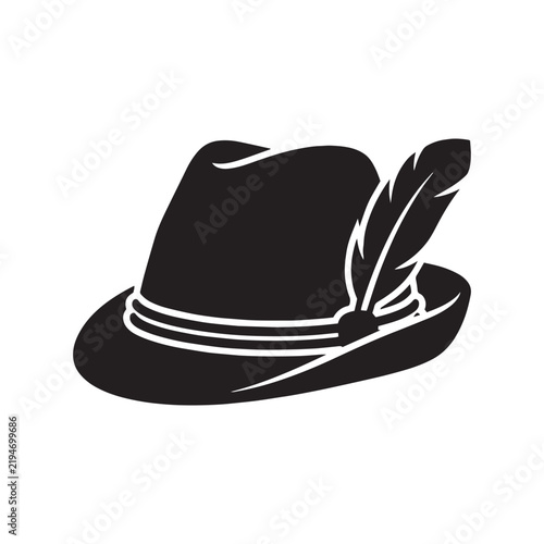 Traditional Alpine Bavarian Hat Vector Icon Isolated on White Background