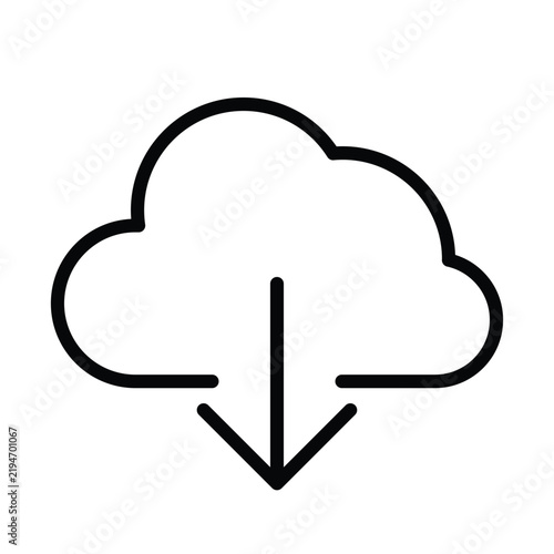 Simple Cloud Icon with Download Arrow Symbol for Digital Content Access