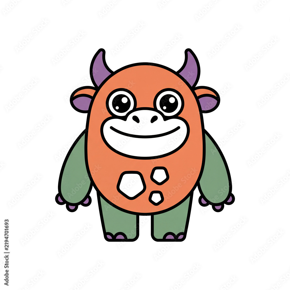 Fototapeta premium Cute Kawaii Monster Character in Flat Vector Style for Halloween