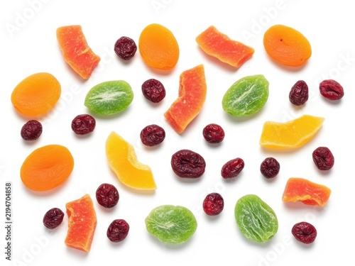 Obraz na płótnie Assorted colorful dried fruit pieces on surface