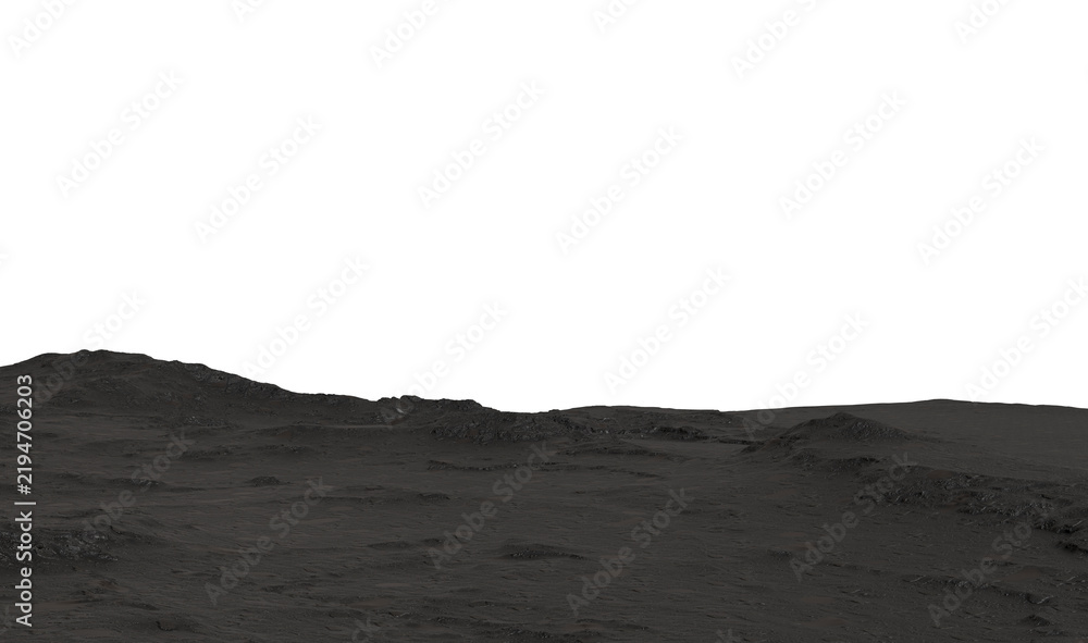 Fototapeta premium Desolate lunar surface and dark rocky terrain