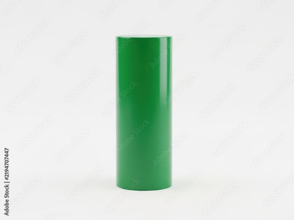 Fototapeta premium Green cylindrical container with glossy finish