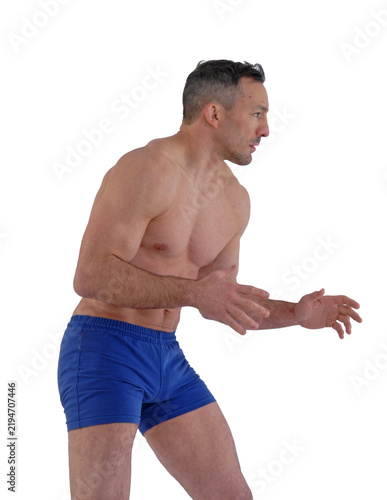 Martial arts fighter isolated on transparent layered background.