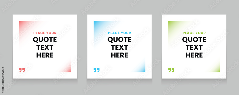 Fototapeta premium Quote frames blank templates set. Set of speech bubble quotes template. Textbox isolated on a color background. Testimonials text in brackets, citation empty quote bubbles. 