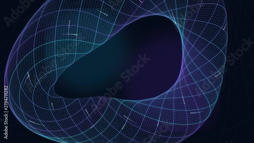 Abstract Quantum Resonance Toroidal Energy Field with Glowing Particle Paths Seamless Loop