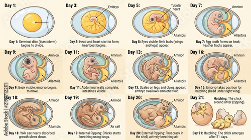 Chicken Egg Embryo Development Stages Infographic Day 1 to 21