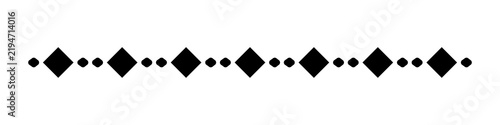 Decorative geometric diamond and dot line border isolated on transparent