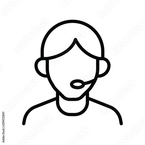 Simple Line Art Illustration of Call Center Agent with Headset
