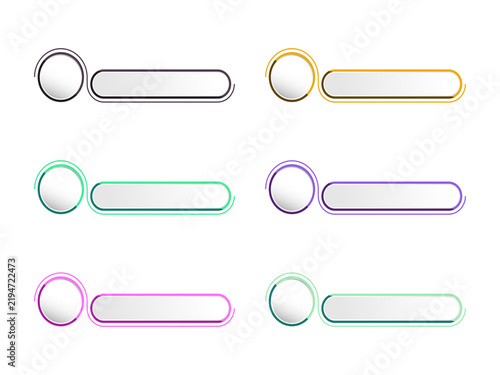 Colorful circular text banners isolated on a transparent background