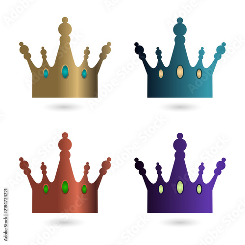 Принти на полотні Four colorful royal crown isolated on a transparent background