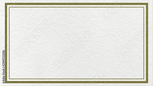 Textured white paper background with olive green double frame border and copy space for banner, presentation, template