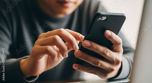Man Interacting With Phone
