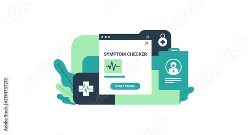 Medical Symptom Checker App Interface Illustration for Digital Health Triage
