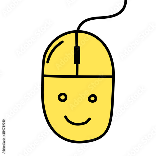 Hand Drawn Cute Yellow Computer Mouse Illustration with a Playful and Minimal Design
