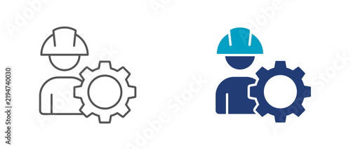 operator icon set, industrial worker symbol for machine operation, manufacturing, technical work, and workplace operations. editable vector illustration