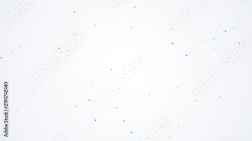 Abstract Digital Network Animation with Glowing Nodes and Data Flow Connections