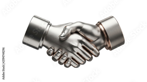 Metallic Handshake Symbol Representing Business Partnership