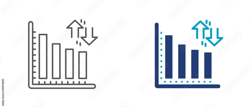 Obraz premium bar volatility icon set, financial fluctuation symbol for market volatility, price changes, investment risk, and economic instability. editable vector illustration