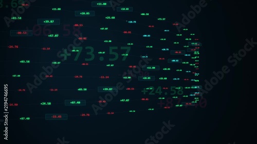 Abstract Financial Market Data Screen with Stock Numbers and Business Success Concept