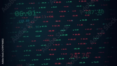 Financial Stock Market Numbers Display with Business Growth and Economic Data Loop Animation