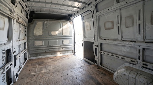 Tool Theft: Empty Work Van Interior With Tool Racking Stripped Bare