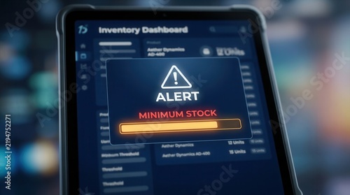 Obraz na płótnie Digital inventory management dashboard interface showing a minimum stock alert.
