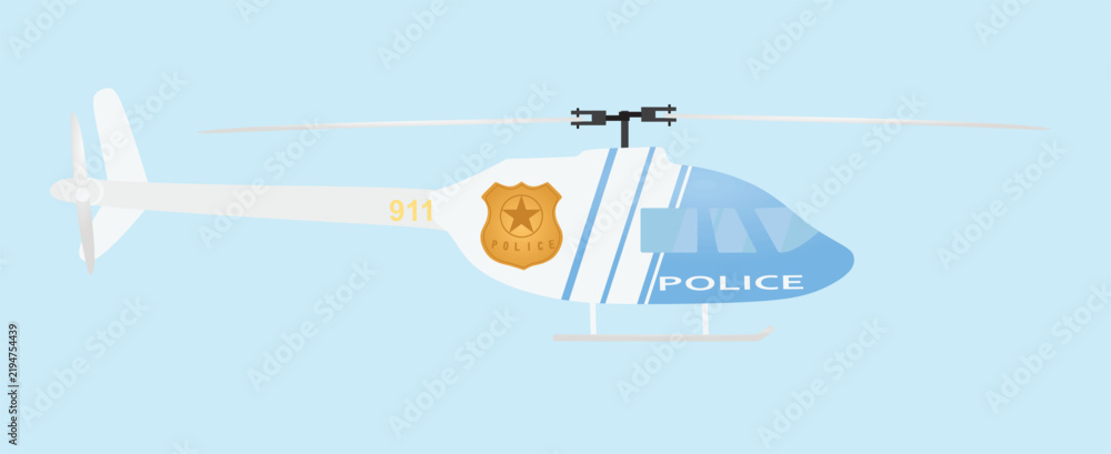 Obraz premium Blue police helicopter. vector illustration