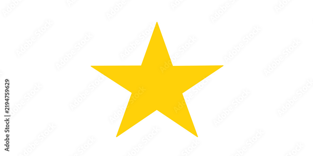 Fototapeta premium Yellow five point star vector rating icon on transparent background.