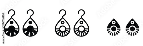 Bild auf Leinwand WebEarrings jewelry vector icon set, drop dangle earring symbol for women fashio