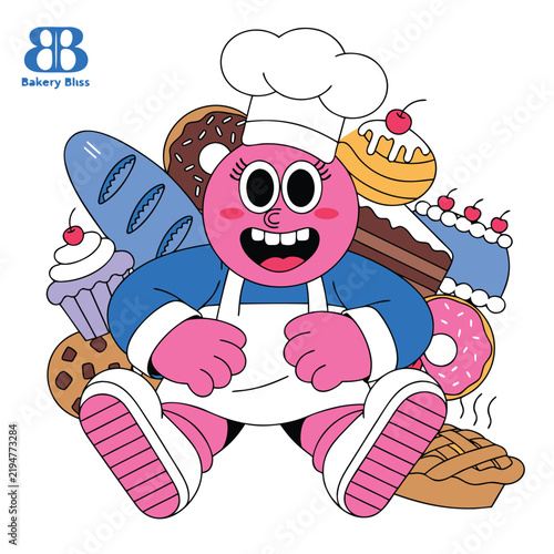 Cute Cartoon Chef with Spoon, Funny Smiling Character in Chef Hat, Playful Food Cooking Vector Illustration for Restaurant, Kitchen and Kids Design