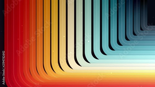 Abstract Colorful Curved Neon Stripe Animation with Retro Futuristic Motion Background
