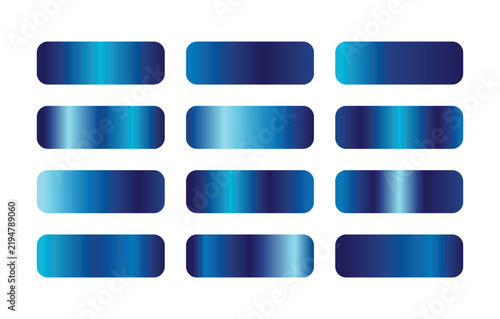 Blue metallic gradients palette set