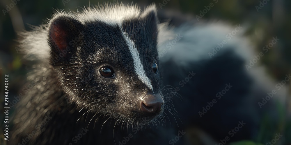 Obraz premium Very Cute Black and White Skunk in Nature