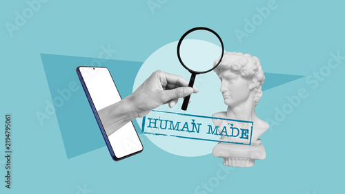 Obraz na plátně Human Made Content and Authentic Creativity in the Age of AI, Highlighting Human