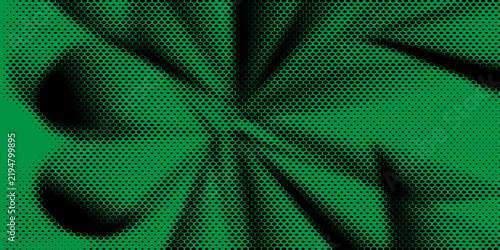PrintGreen and black halftone floral clover leaf pattern background vector abstract organic mesh texture