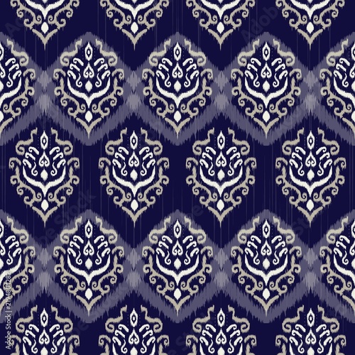 Illustration of abstract geometric ikat seamless pattern