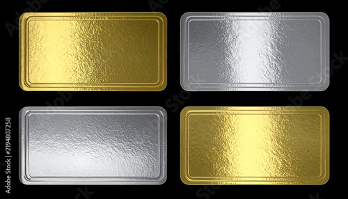 Metallic Embossed Sticker Cards Four Blank Square Rounded Corners Elegant Set