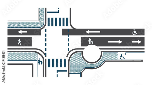 Architectural CAD Pedestrian Path Icon, Walkway, Footpath and Site Circulation Planning Vector