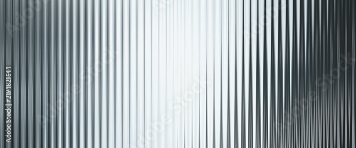 Fluted metal glass acrylic texture with reflections and ribbed effect. Abstract vertical striped surface with textured panel.