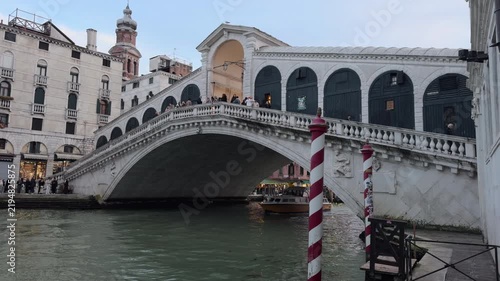 Slow Motion Boat Passing Under Venice Bridge of Sighs