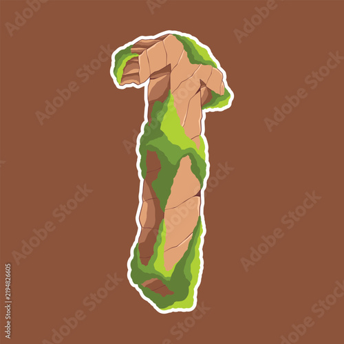 Hand drawn moss on stones arrow sign pointing up vector