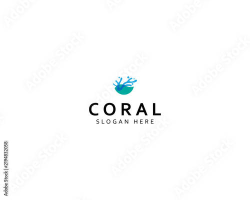Coral reef logo creative design concept sea ocean