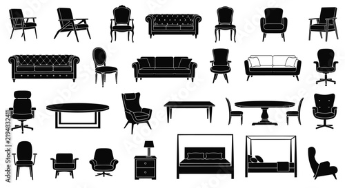 Obraz na plátně Furniture icons with include various chairs
