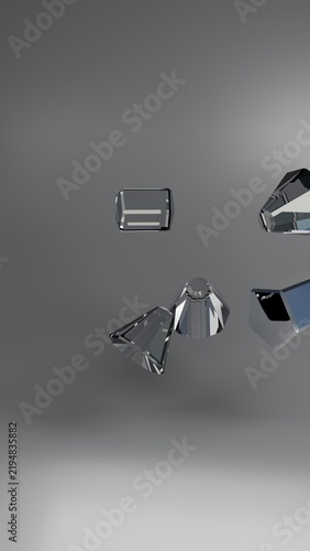 Fotografie Floating transparent crystal gems demonstrating zero gravity refraction for jewe
