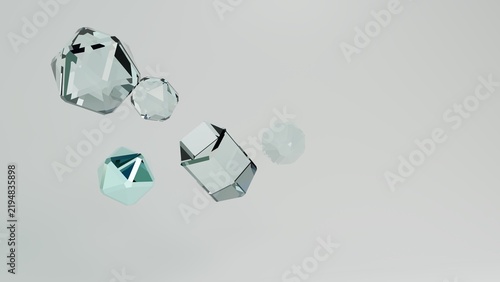Картината върху платно Floating transparent crystal gems in zero gravity studio composition for luxury